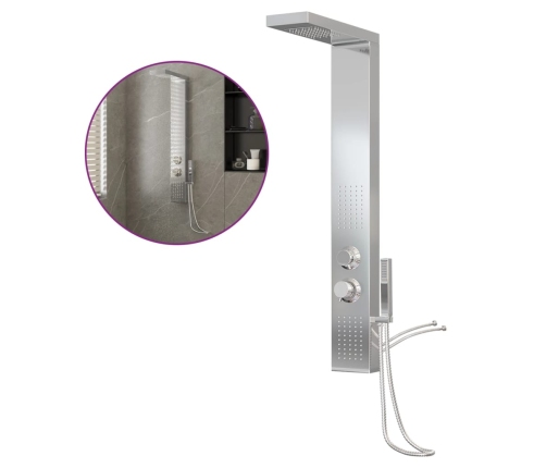 vidaXL dušas sistēma ar paneli, nerūsējošs tērauds, kvadrāta