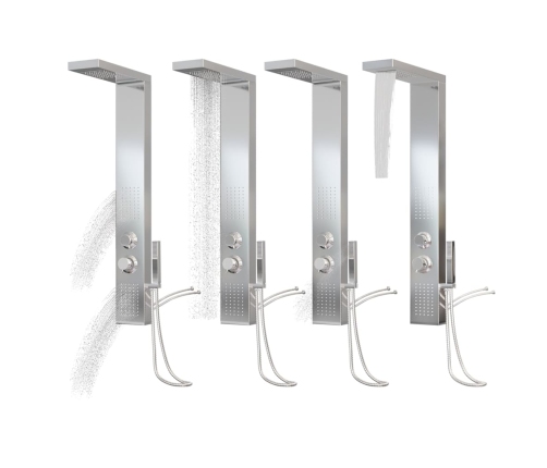 vidaXL dušas sistēma ar paneli, nerūsējošs tērauds, kvadrāta