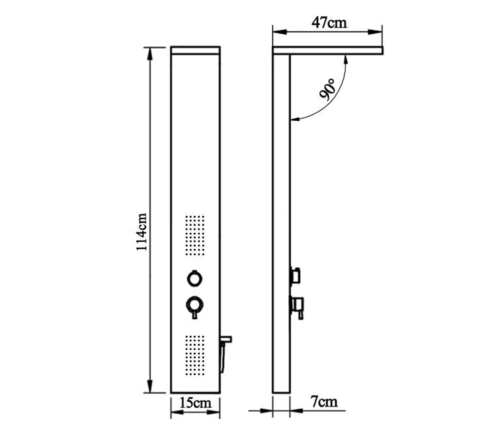 vidaXL dušas sistēma ar paneli, nerūsējošs tērauds, kvadrāta