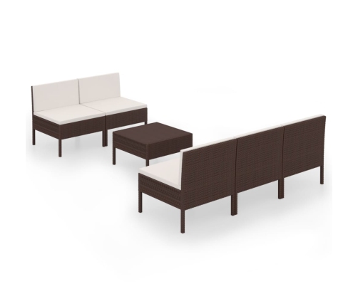 vidaXL 6-daļīgs dārza atpūtas mēbeļu komplekts, brūna PE rotangpalma