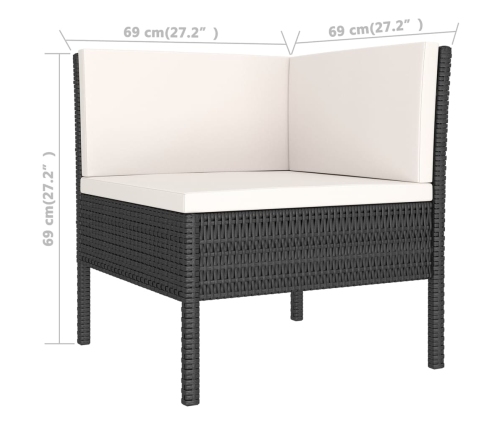 vidaXL 6-daļīgs dārza atpūtas mēbeļu komplekts, PE rotangpalma, melns