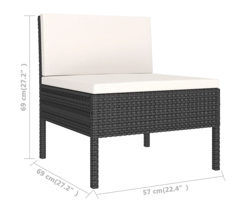 vidaXL 6-daļīgs dārza atpūtas mēbeļu komplekts, PE rotangpalma, melns