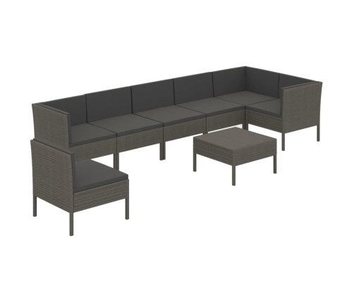 vidaXL 8-daļīgs dārza mēbeļu komplekts ar matračiem, PE rotangpalma