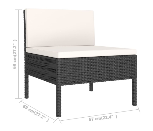 vidaXL 10-daļīgs dārza atpūtas mēbeļu komplekts, melna PE rotangpalma