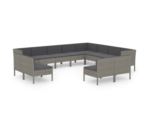 vidaXL 12-daļīgs dārza atpūtas mēbeļu komplekts, pelēka PE rotangpalma