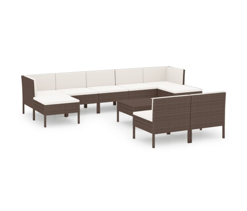 vidaXL 10-daļīgs dārza atpūtas mēbeļu komplekts, brūna PE rotangpalma