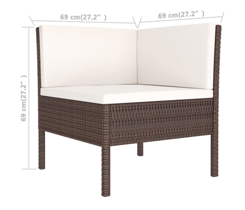 vidaXL 10-daļīgs dārza atpūtas mēbeļu komplekts, brūna PE rotangpalma