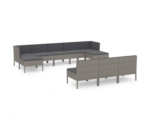 vidaXL 10-daļīgs dārza mēbeļu komplekts, pelēka PE rotangpalma