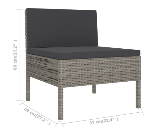 vidaXL 10-daļīgs dārza mēbeļu komplekts, pelēka PE rotangpalma