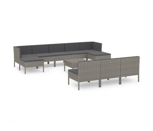 vidaXL 11-daļīgs dārza atpūtas mēbeļu komplekts, pelēka PE rotangpalma