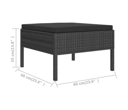 vidaXL 10-daļīgs dārza atpūtas mēbeļu komplekts, melna PE rotangpalma