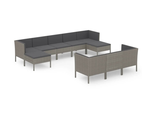 vidaXL 10-daļīgs dārza mēbeļu komplekts, pelēka PE rotangpalma