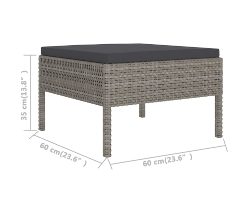 vidaXL 10-daļīgs dārza mēbeļu komplekts, pelēka PE rotangpalma