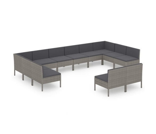 vidaXL 12-daļīgs dārza atpūtas mēbeļu komplekts, pelēka PE rotangpalma