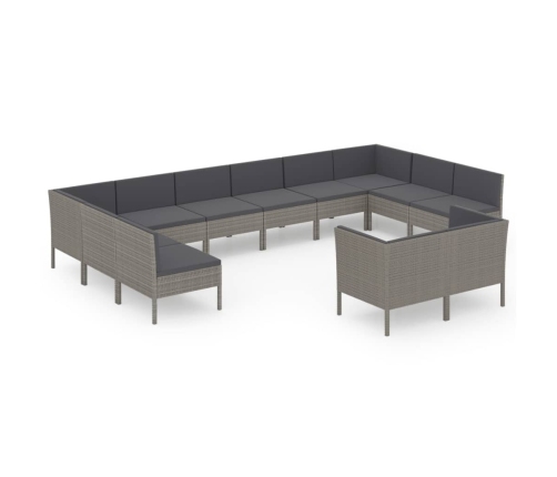 vidaXL 12-daļīgs dārza mēbeļu komplekts, pelēka PE rotangpalma