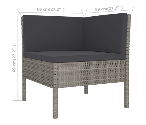 vidaXL 12-daļīgs dārza mēbeļu komplekts, pelēka PE rotangpalma