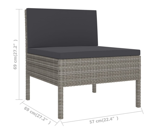 vidaXL 11-daļīgs dārza atpūtas mēbeļu komplekts, pelēka PE rotangpalma