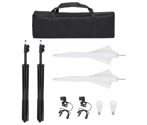 vidaXL fotostudijas komplekts – gaismas, fons, reflektori