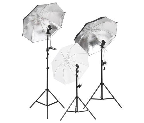 vidaXL fotostudijas komplekts – gaismas, fons, reflektors