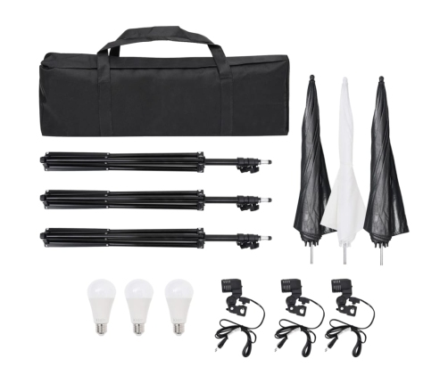 vidaXL fotostudijas komplekts – gaismas, fons, reflektors