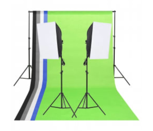 vidaXL fotostudijas komplekts – gaismas, fons, reflektori