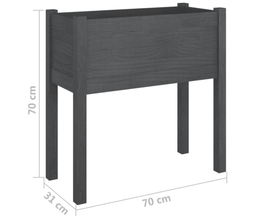 vidaXL dārza puķu kaste, 70x31x70 cm, pelēks priedes masīvkoks