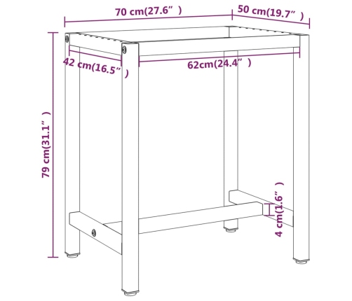 vidaXL darbagalda rāmis, 70x50x79 cm, matēts, melns, sarkans, metāls