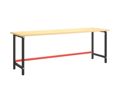 vidaXL darbagalda rāmis, 220x57x79cm, matēts, melns ar sarkanu, metāls