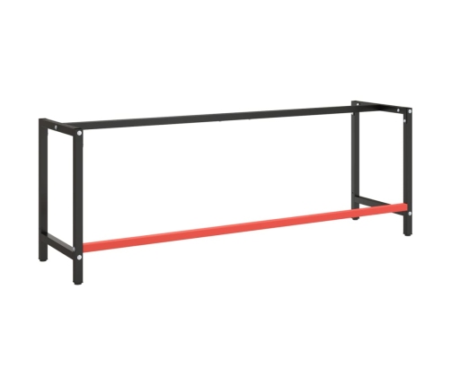 vidaXL darbagalda rāmis, 220x57x79cm, matēts, melns ar sarkanu, metāls