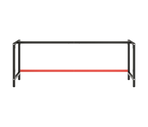 vidaXL darbagalda rāmis, 220x57x79cm, matēts, melns ar sarkanu, metāls
