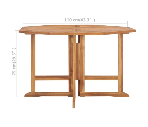 vidaXL saliekams dārza galds, 110x110x75 cm, masīvs tīkkoks