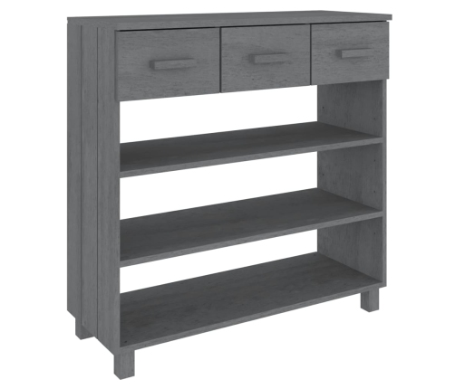 vidaXL konsoles galds HAMAR, pelēks, 90x35x90 cm, priedes masīvkoks
