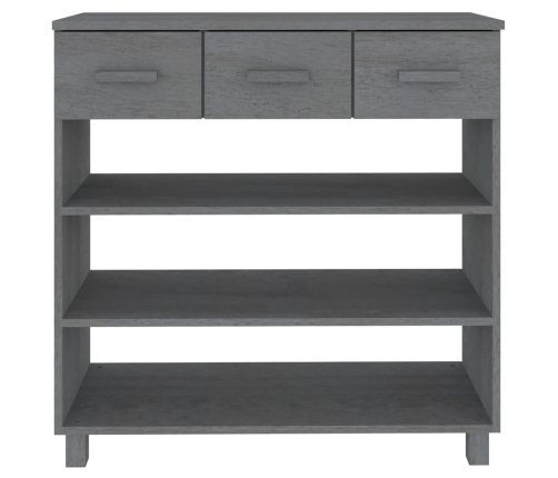 vidaXL konsoles galds HAMAR, pelēks, 90x35x90 cm, priedes masīvkoks