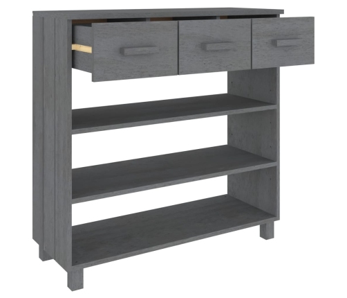 vidaXL konsoles galds HAMAR, pelēks, 90x35x90 cm, priedes masīvkoks