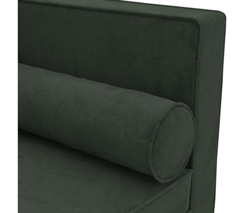 Zvilnis Ar Spilveniem Un Cilindra Spilvenu, Tumši Zaļš, Samts Vidaxl