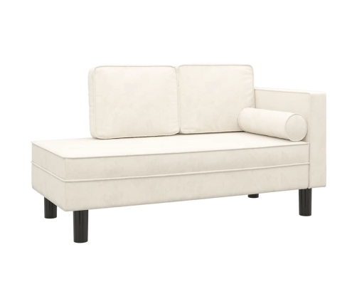 Zvilnis Ar Spilveniem Un Cilindra Spilvenu, Krēmkrāsas, Samts Vidaxl