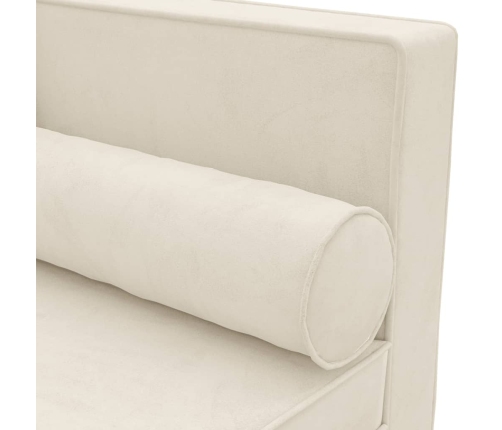 Zvilnis Ar Spilveniem Un Cilindra Spilvenu, Krēmkrāsas, Samts Vidaxl