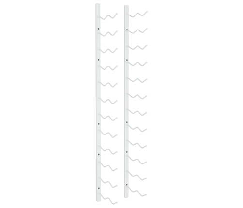 vidaXL sienas vīna pudeļu plaukts 24 pudelēm, balts, dzelzs