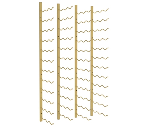 vidaXL sienas vīna pudeļu plaukts 36 pudelēm, 2 gab., zeltaina dzelzs