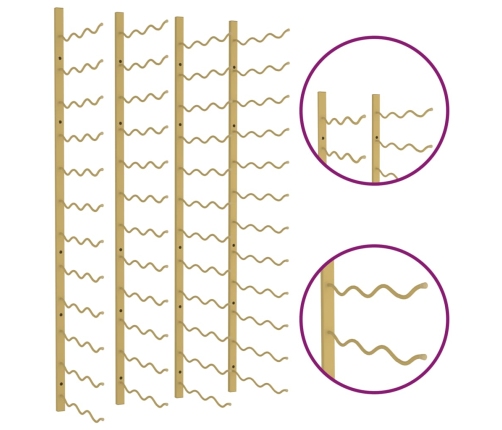 vidaXL sienas vīna pudeļu plaukts 36 pudelēm, 2 gab., zeltaina dzelzs