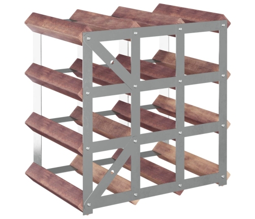 vidaXL vīna pudeļu plaukts 12 pudelēm, brūns priedes masīvkoks