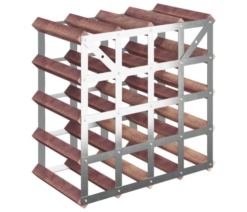 vidaXL vīna pudeļu plaukts 20 pudelēm, brūns priedes masīvkoks