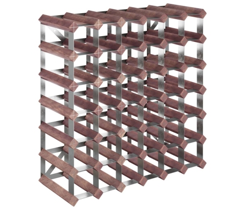vidaXL vīna pudeļu plaukts 42 pudelēm, brūns priedes masīvkoks