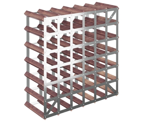 vidaXL vīna pudeļu plaukts 42 pudelēm, brūns priedes masīvkoks