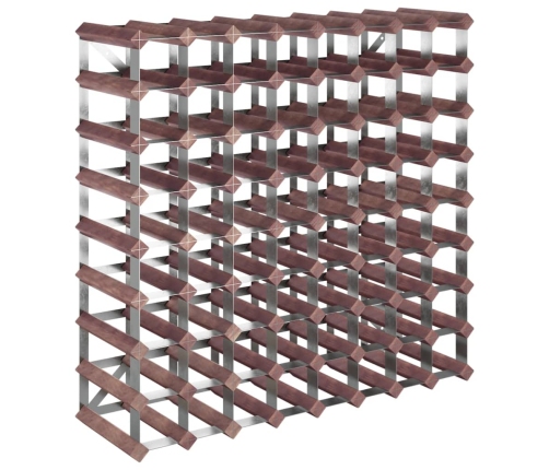 vidaXL vīna pudeļu plaukts 72 pudelēm, brūns priedes masīvkoks