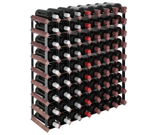 vidaXL vīna pudeļu plaukts 72 pudelēm, brūns priedes masīvkoks
