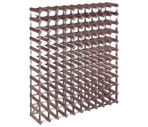 vidaXL vīna pudeļu plaukts 120 pudelēm, brūns priedes masīvkoks