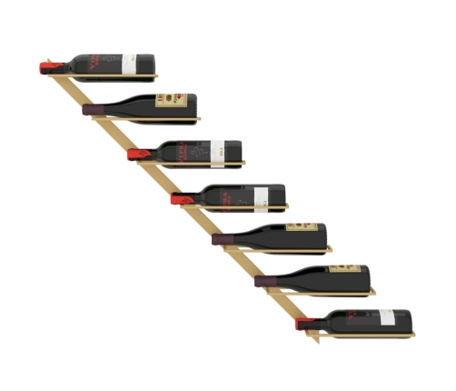 vidaXL vīna pudeļu sienas plaukts 7 pudelēm, zeltains metāls