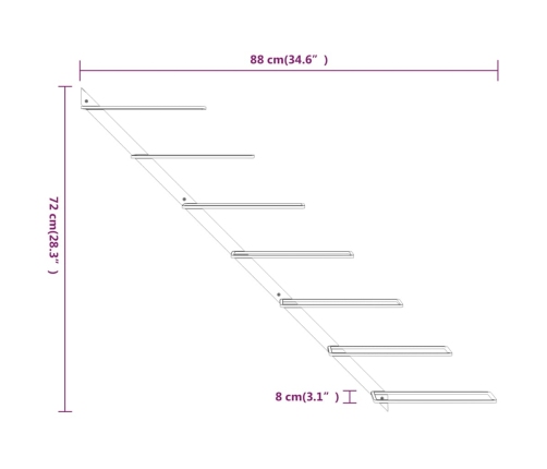 vidaXL vīna pudeļu sienas plaukts 7 pudelēm, zeltains metāls