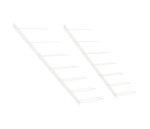 vidaXL vīna pudeļu sienas plaukts 7 pudelēm, 2 gab., balts metāls